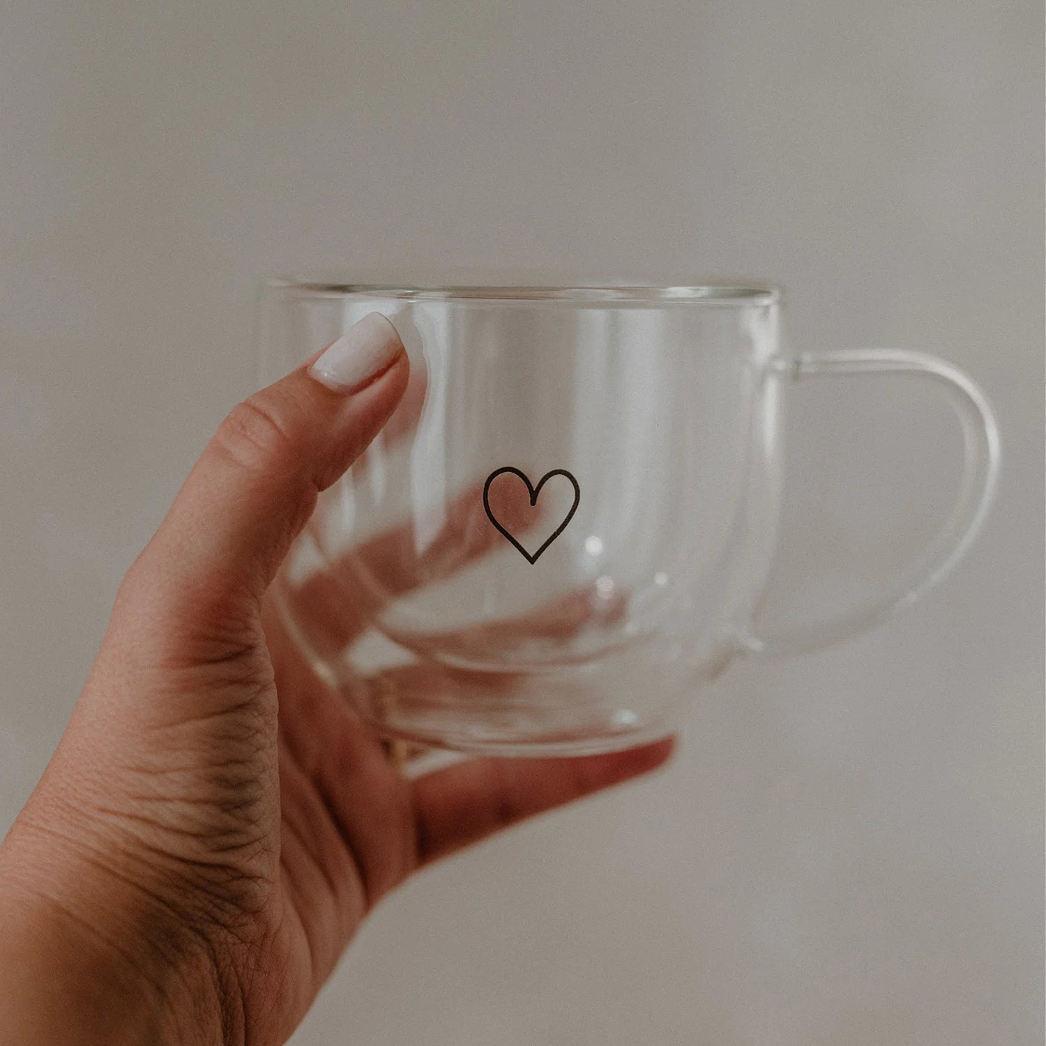 Doppelwandige Glastasse Herz