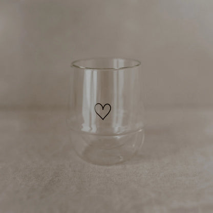 Doppelwandiges Cappuccino Glas Herz