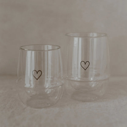 Doppelwandiges Cappuccino Glas Herz