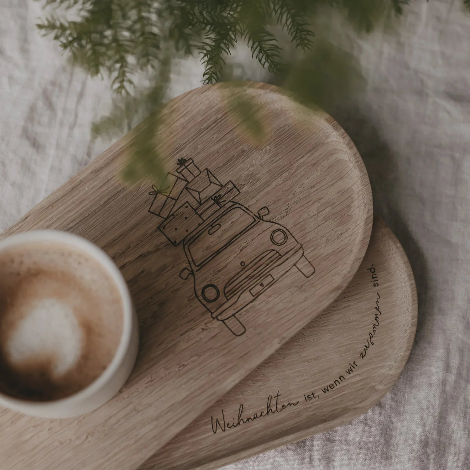 Tablett aus Eiche Weihnachten