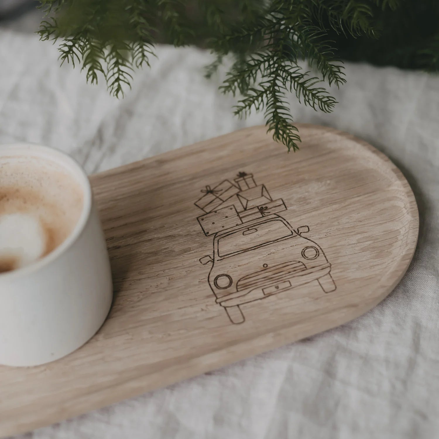 Tablett aus Eiche Weihnachtsauto