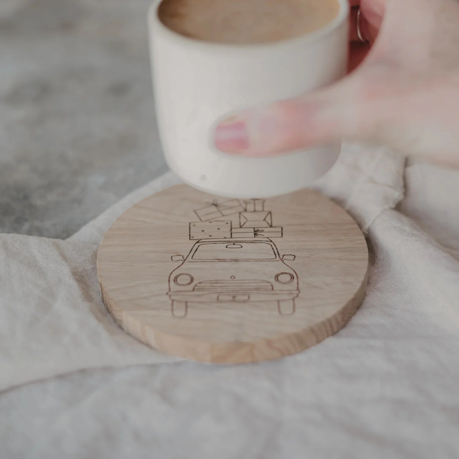 Untersetzer aus Eiche Weihnachtsauto