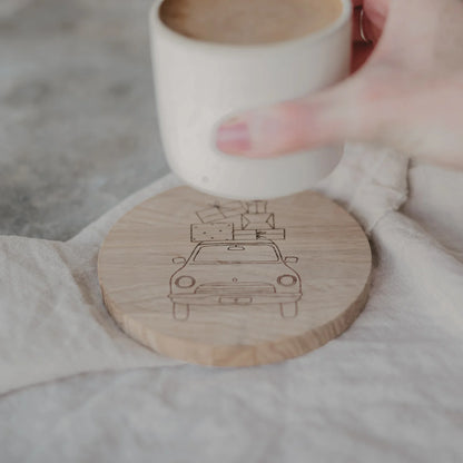 Untersetzer aus Eiche Weihnachtsauto