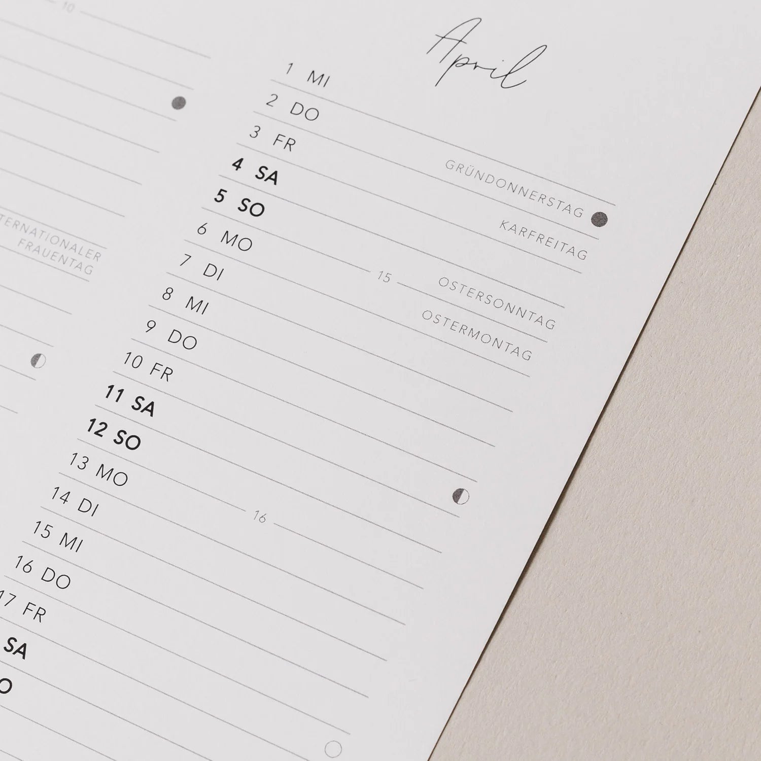 Wandkalender 2026
