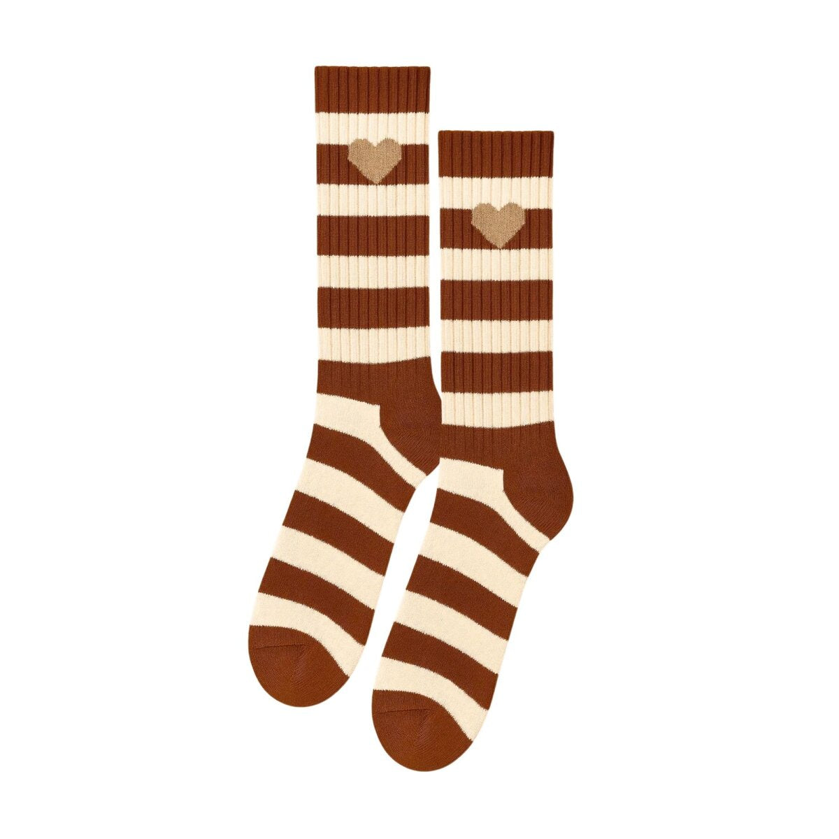 STRIPES OF LOVE Socken 2er-Set, rust gold & dark chocolate