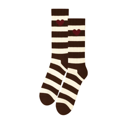 STRIPES OF LOVE Socken 2er-Set, rust gold & dark chocolate