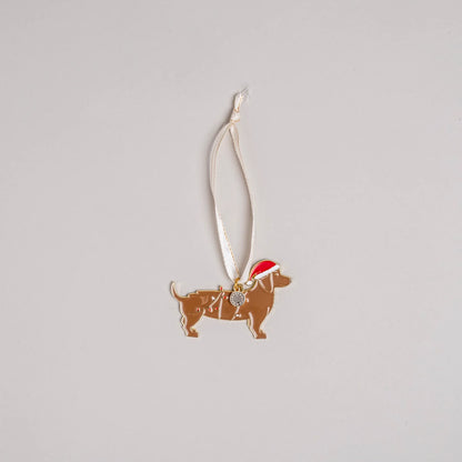 Baumschmuck aus Metall, Weihnachtsdackel