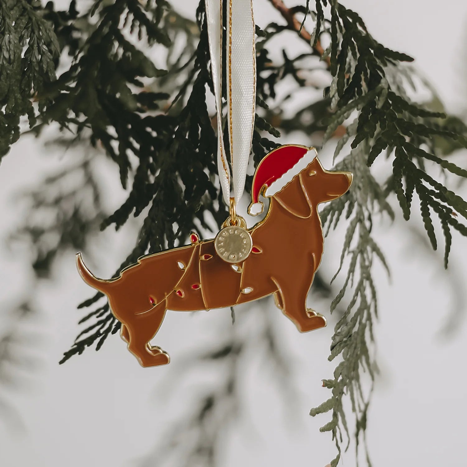 Baumschmuck aus Metall, Weihnachtsdackel