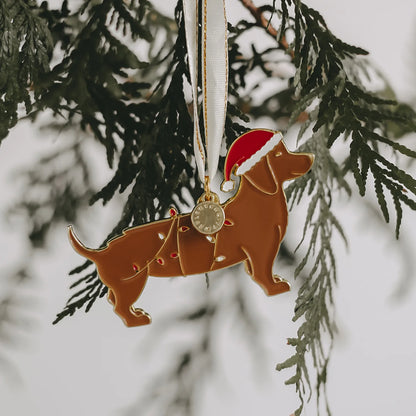 Baumschmuck aus Metall, Weihnachtsdackel