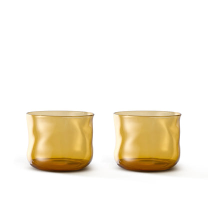 Swirl Small Tumbler Glasses - 2er Set in Ockergelb