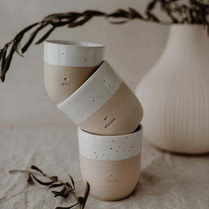 Steingut Becher Mama