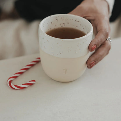 Steingut Becher, Zuckerstange
