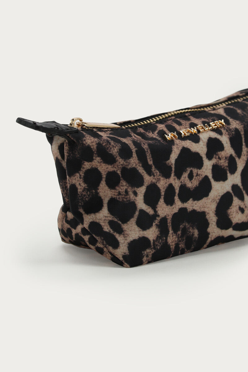 Kleine Kulturtasche mit Leo Muster