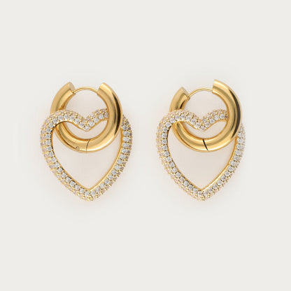 Midnight Creolen mit Herz und Strasssteinen, Gold