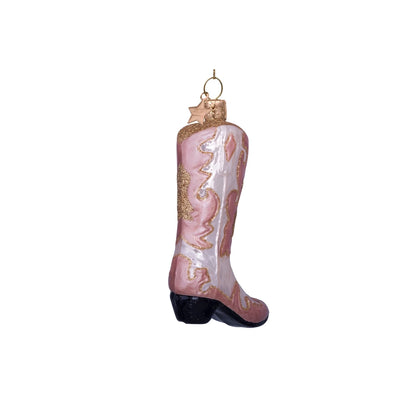 Glas Ornament, Cowboy Stiefel Champagner