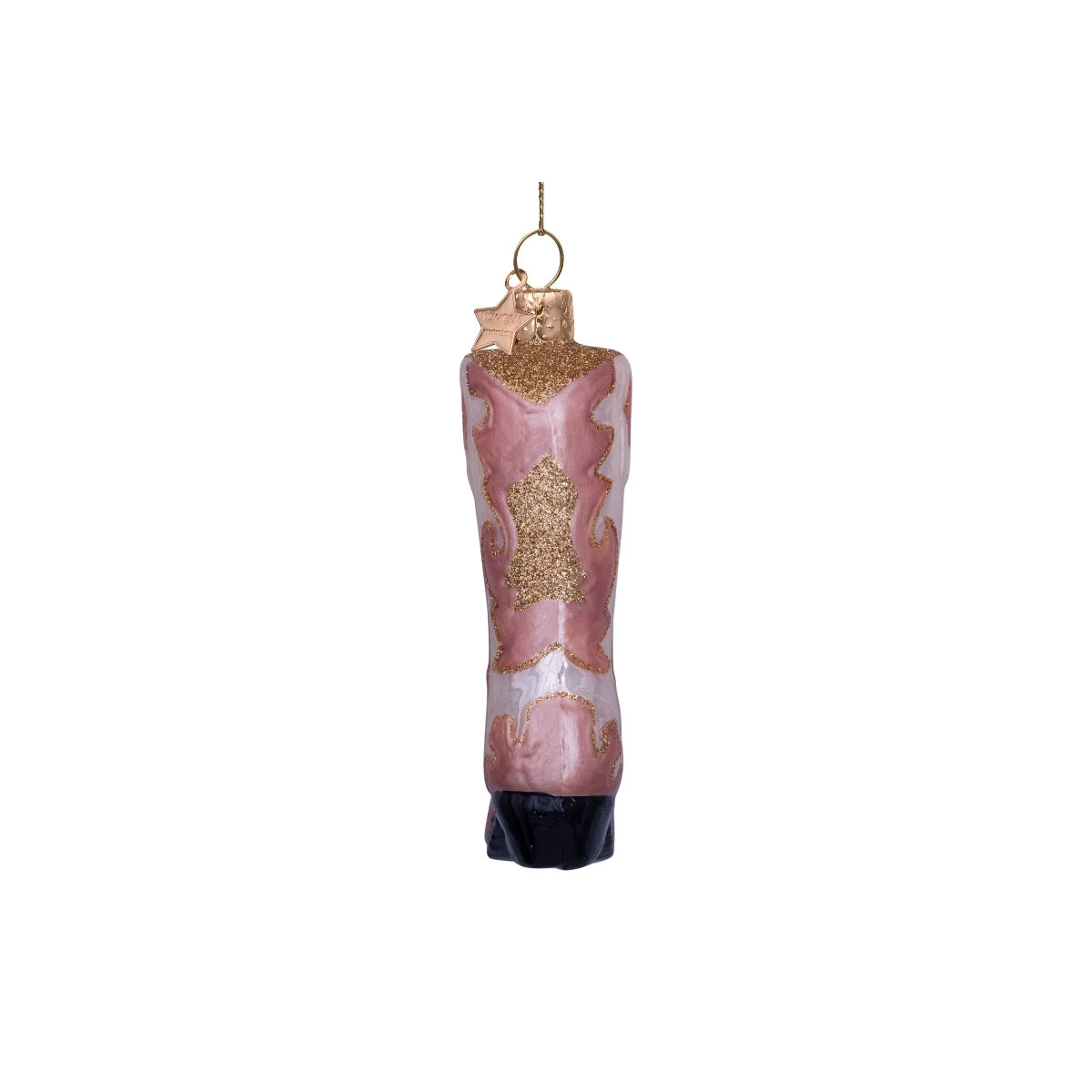 Glas Ornament, Cowboy Stiefel Champagner